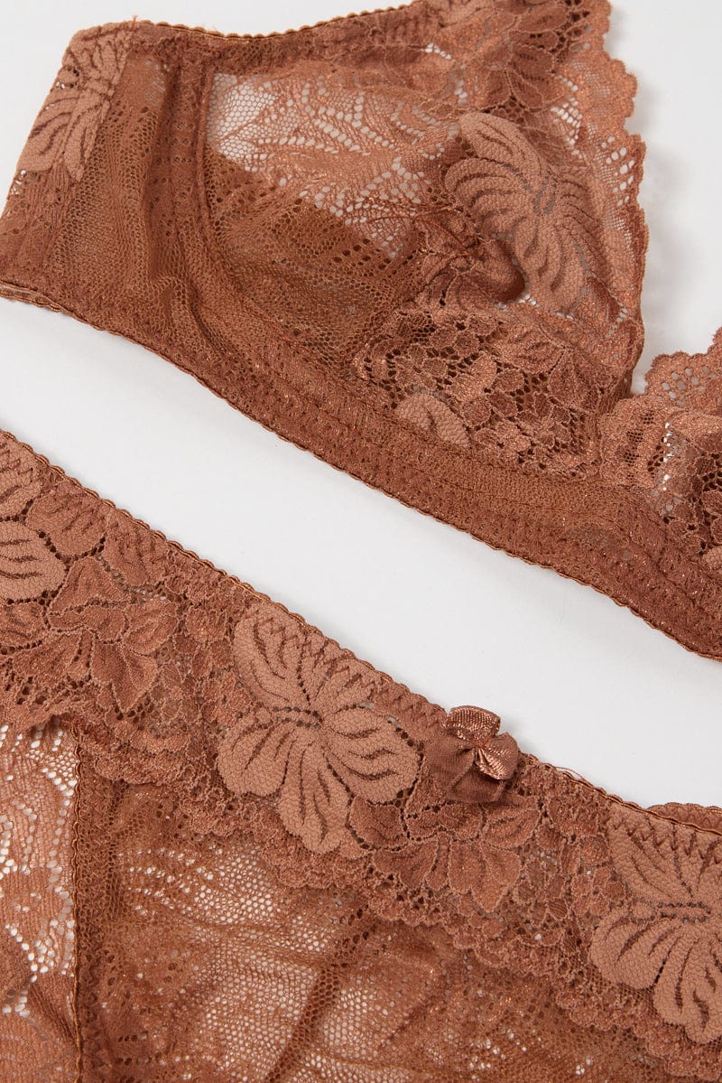 Brown Lace Lingerie Set - Image 3