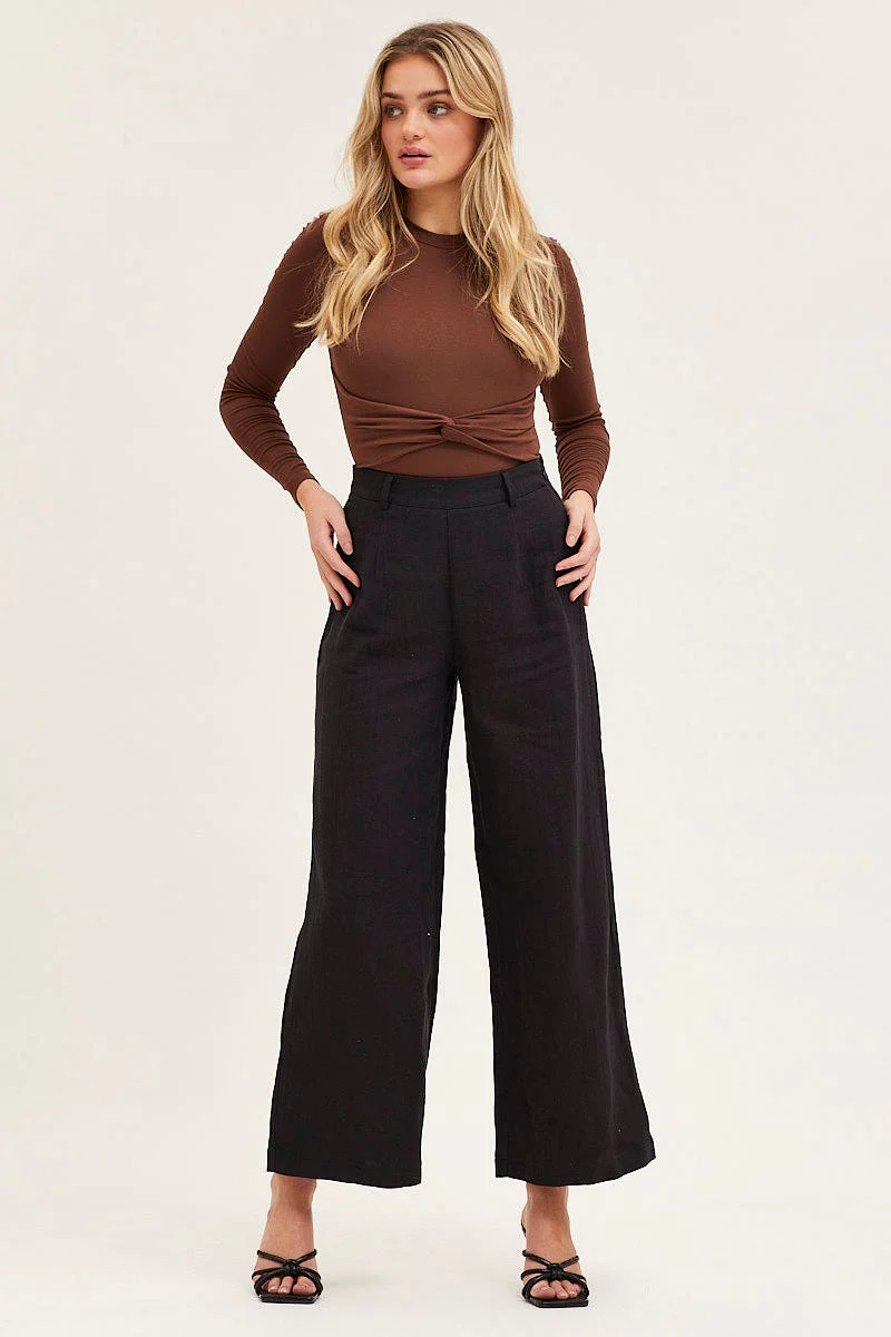 Brown Long Sleeve Jersey Twist Front Bodysuit - Image 4