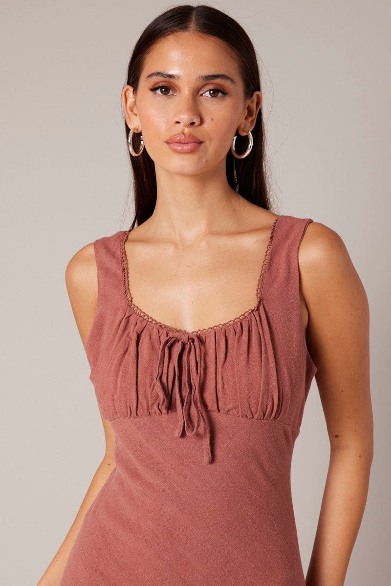 Brown Maxi Dress Sleeveless - Image 3
