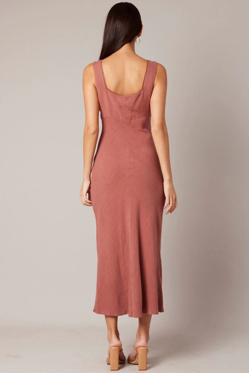 Brown Maxi Dress Sleeveless - Image 5