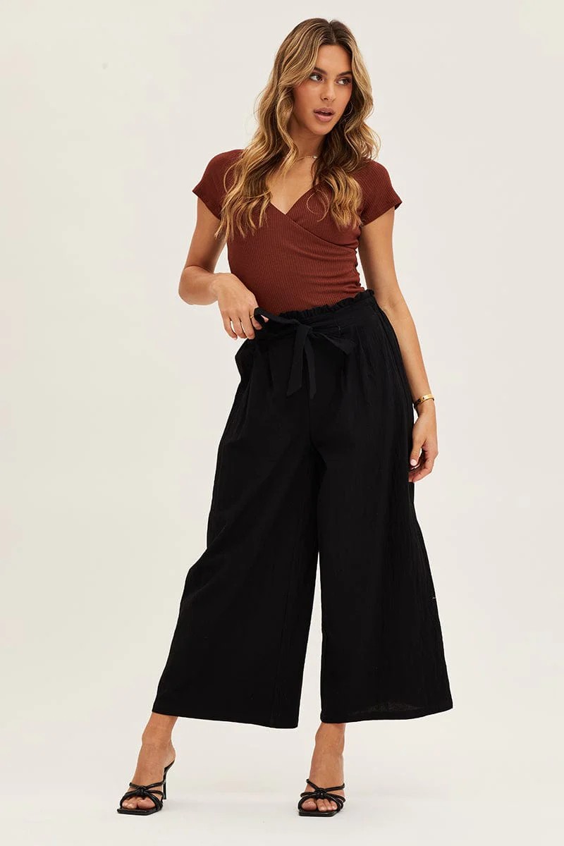 Brown Off Shoulder Rib Bodysuit - Image 3