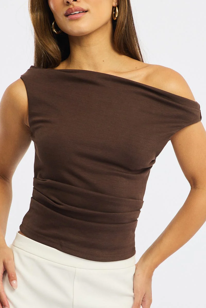Brown Off Shoulder Top - Image 5