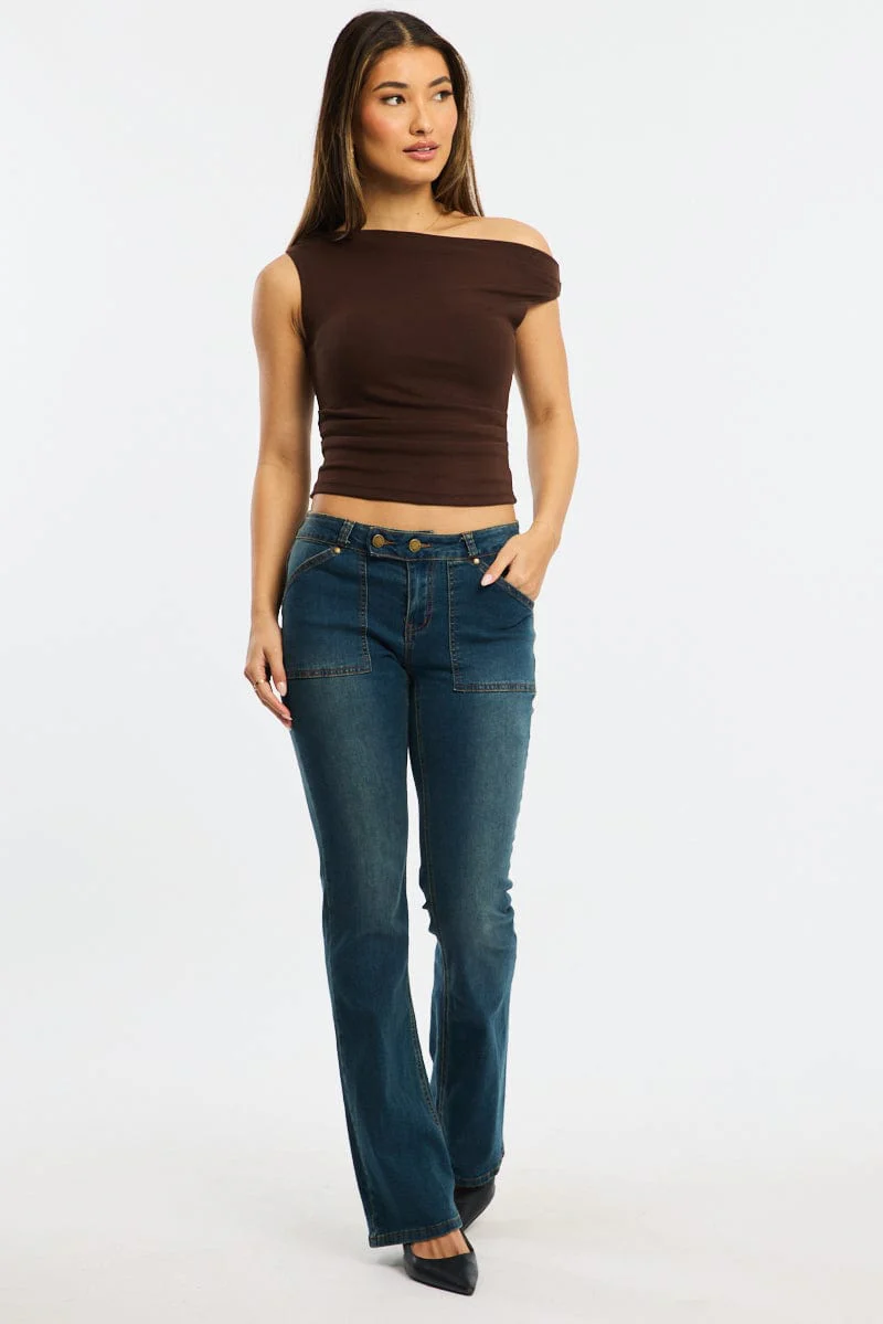 Brown Off Shoulder Top - Image 2