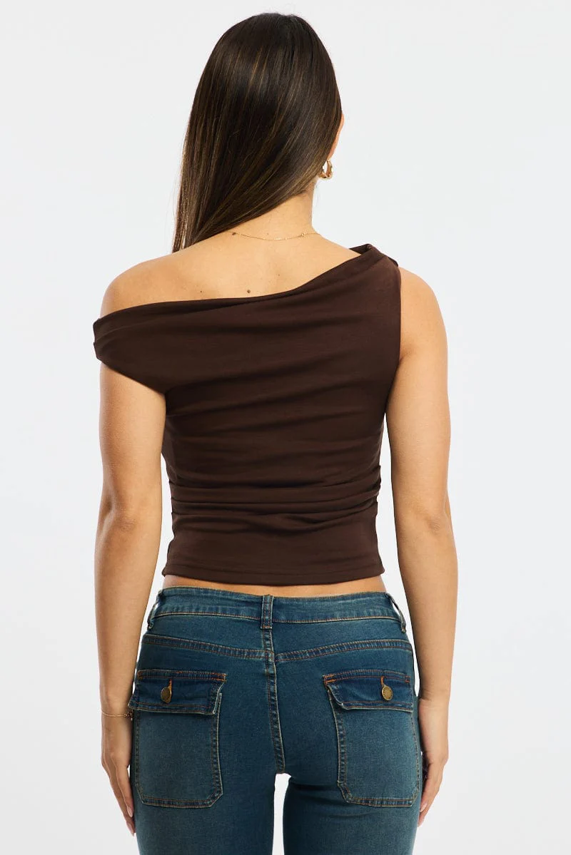 Brown Off Shoulder Top - Image 4