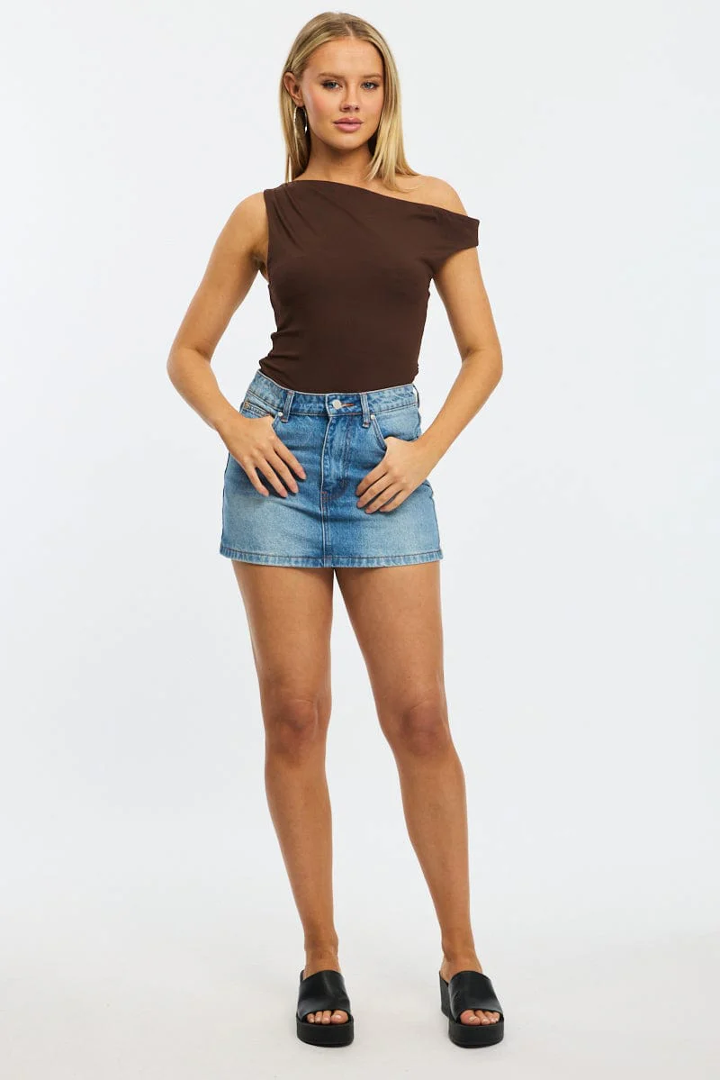 Brown Off Shoulder Top - Image 2