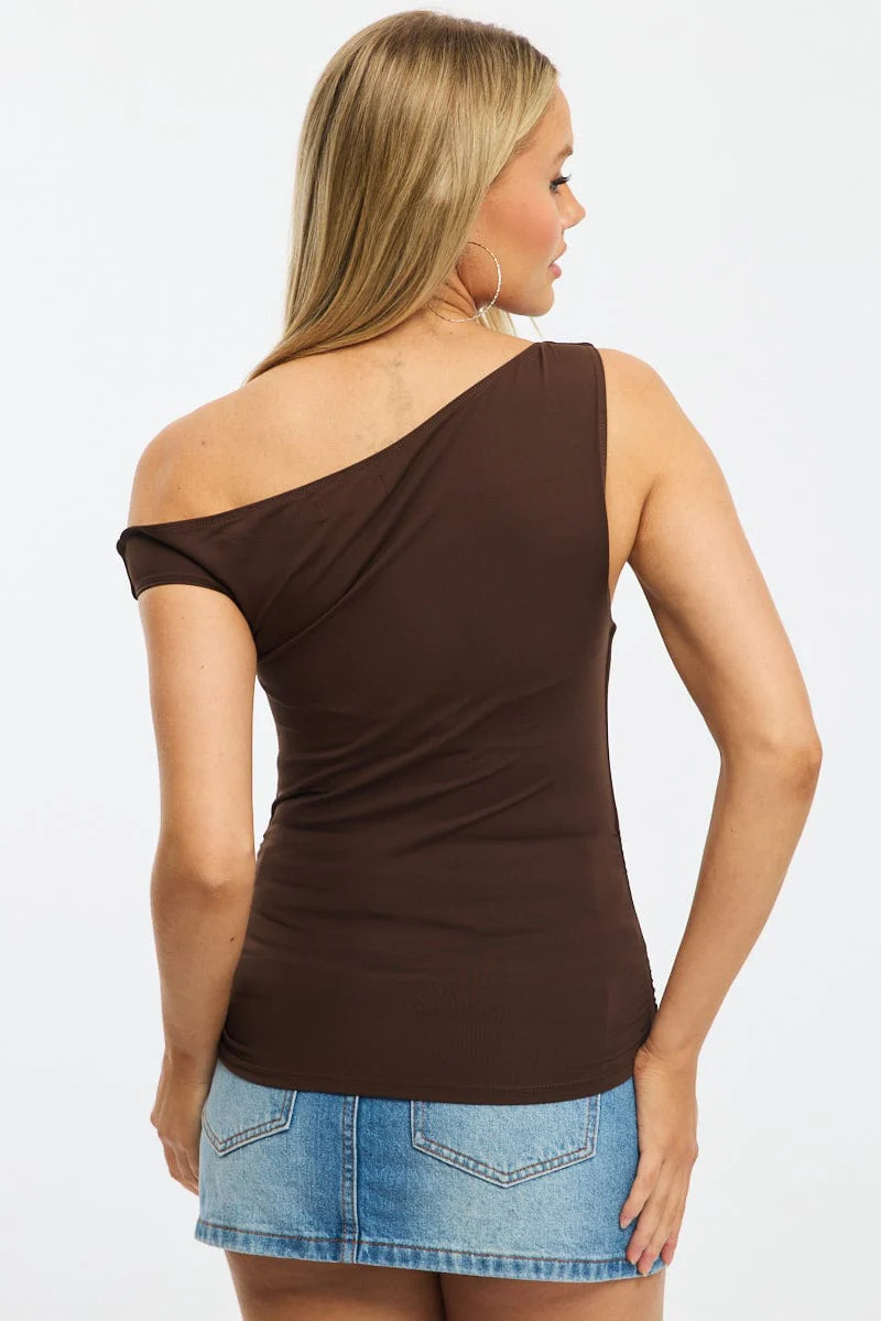 Brown Off Shoulder Top - Image 4