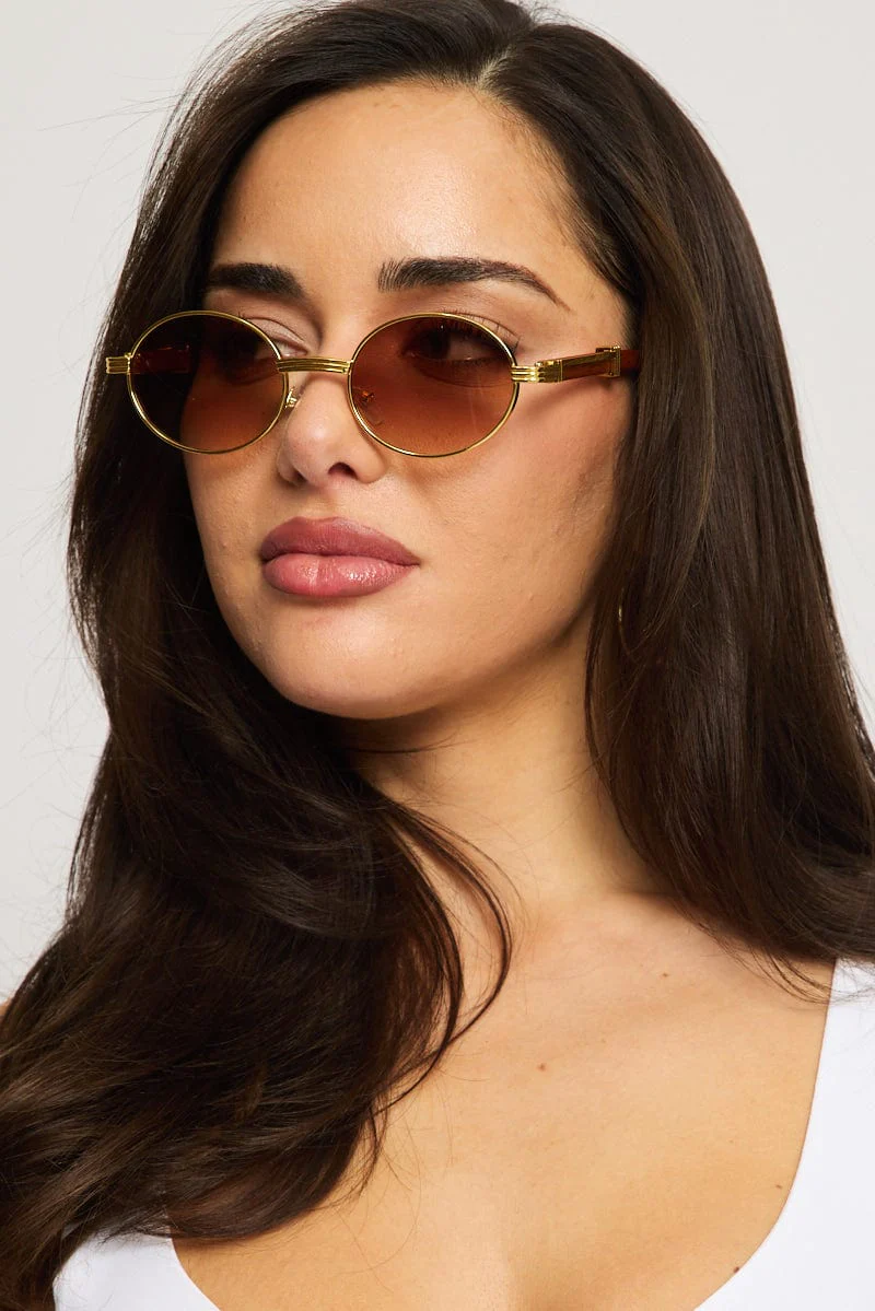Brown Oval Sunglasses - Image 2