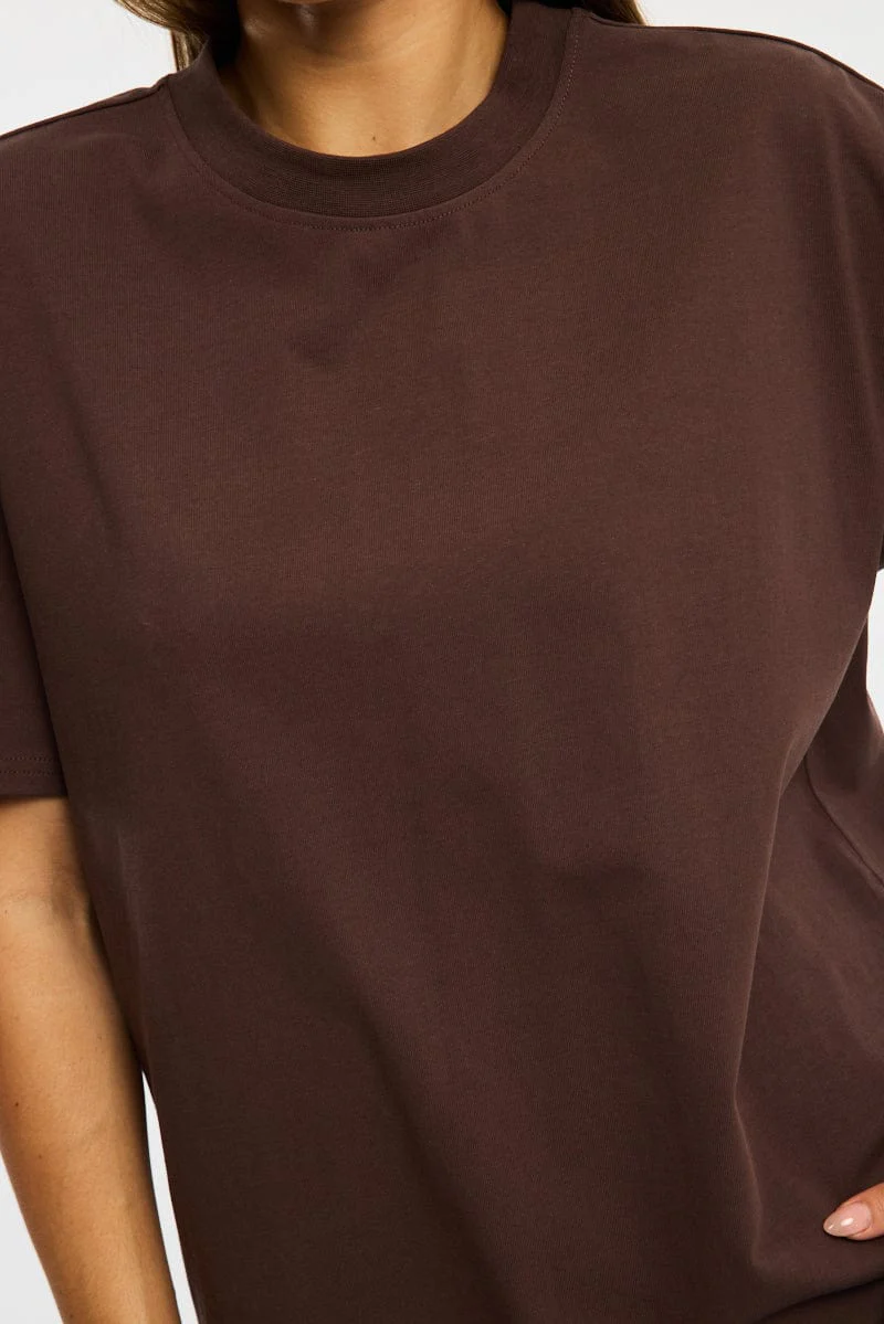 Brown Oversized Tee Short Sleeve - Image 5