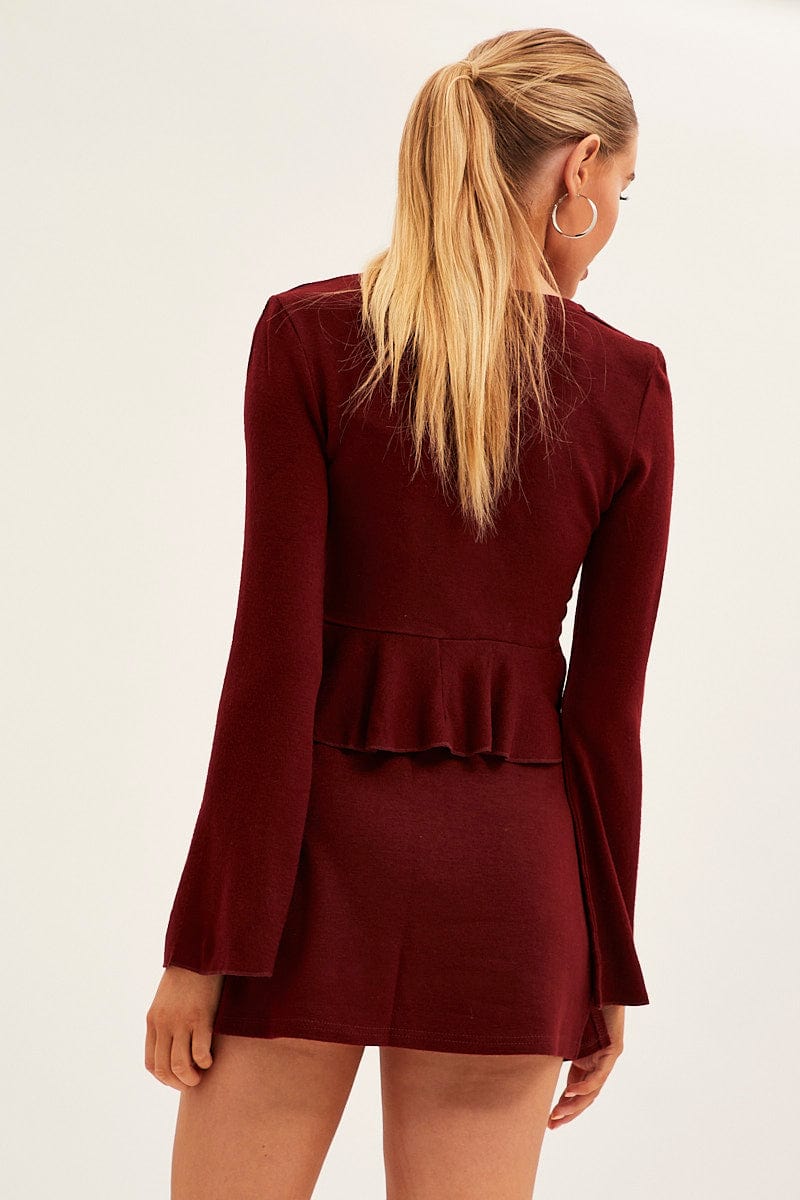 Brown Peplum Top Long Sleeve - Image 5