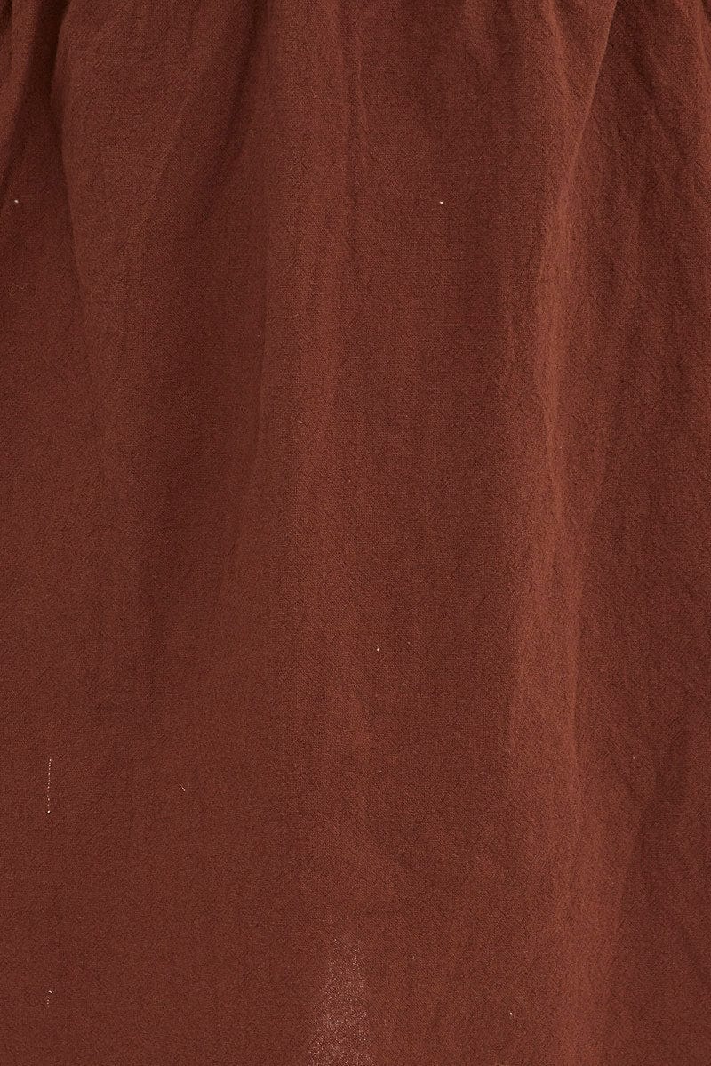 Brown Ring Detail Linen Dress - Image 6