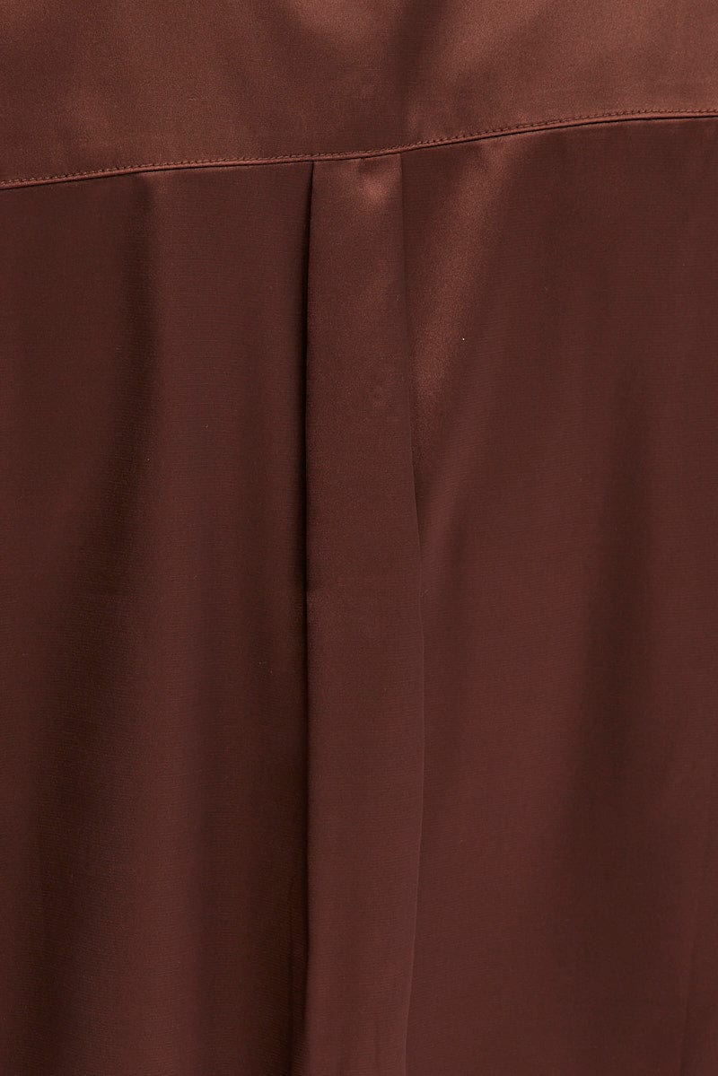 Brown Satin Shirt Long Sleeve Collared Neck - Image 6