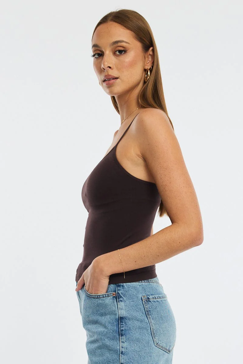 Brown Singlet Top Seamless - Image 3