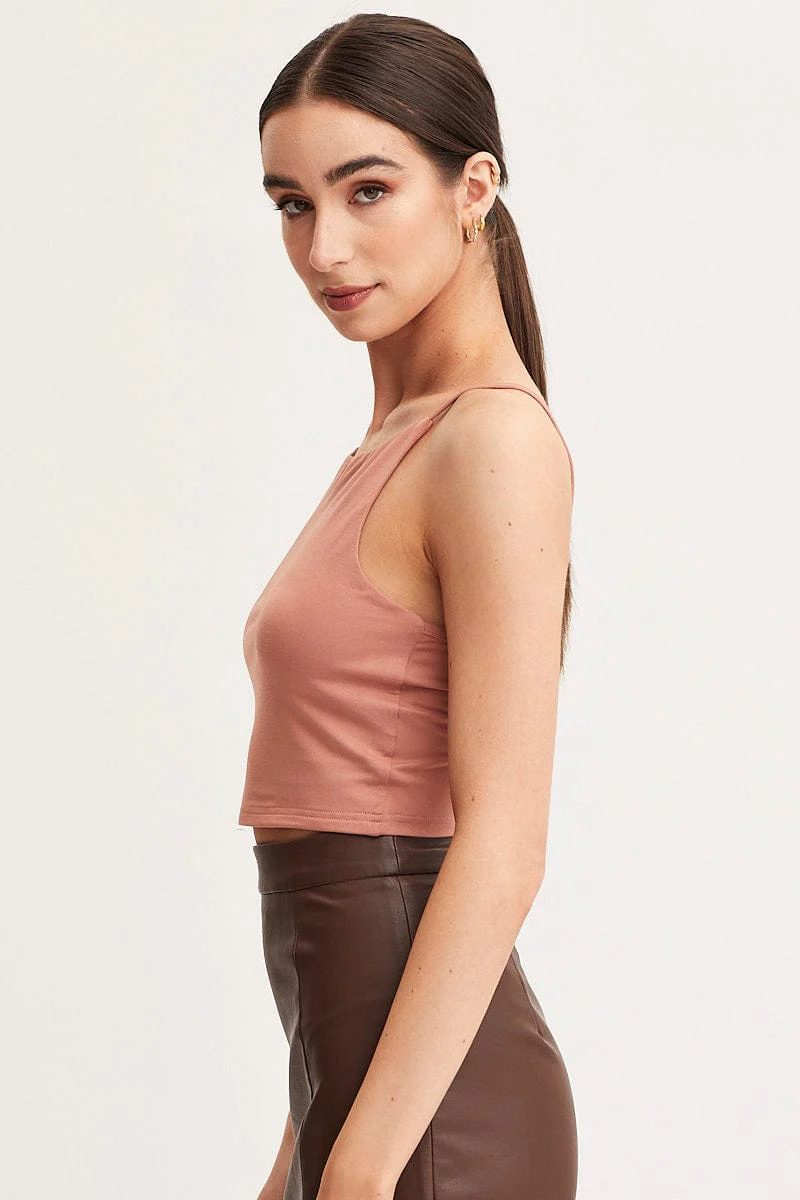 Brown Singlet Top Sleeveless - Image 4