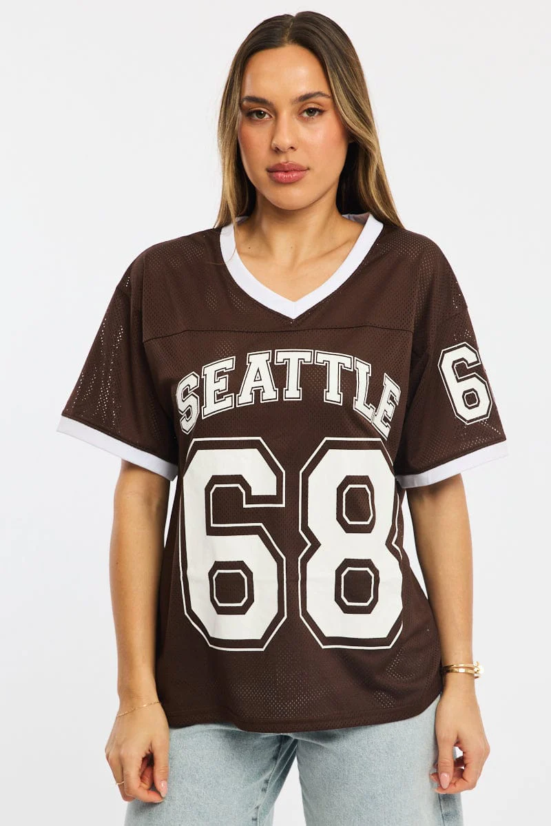 Brown Sport Tee Short Sleeve