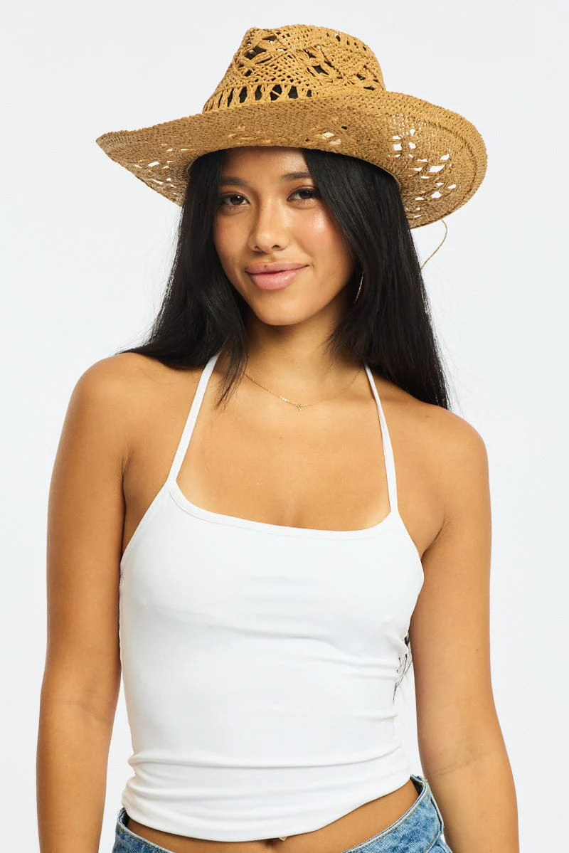 Brown Straw Cowboy Hat
