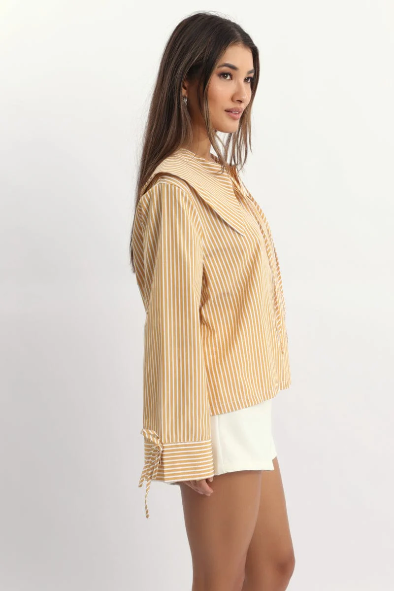 Brown Stripe Oversized Shirt - Image 3