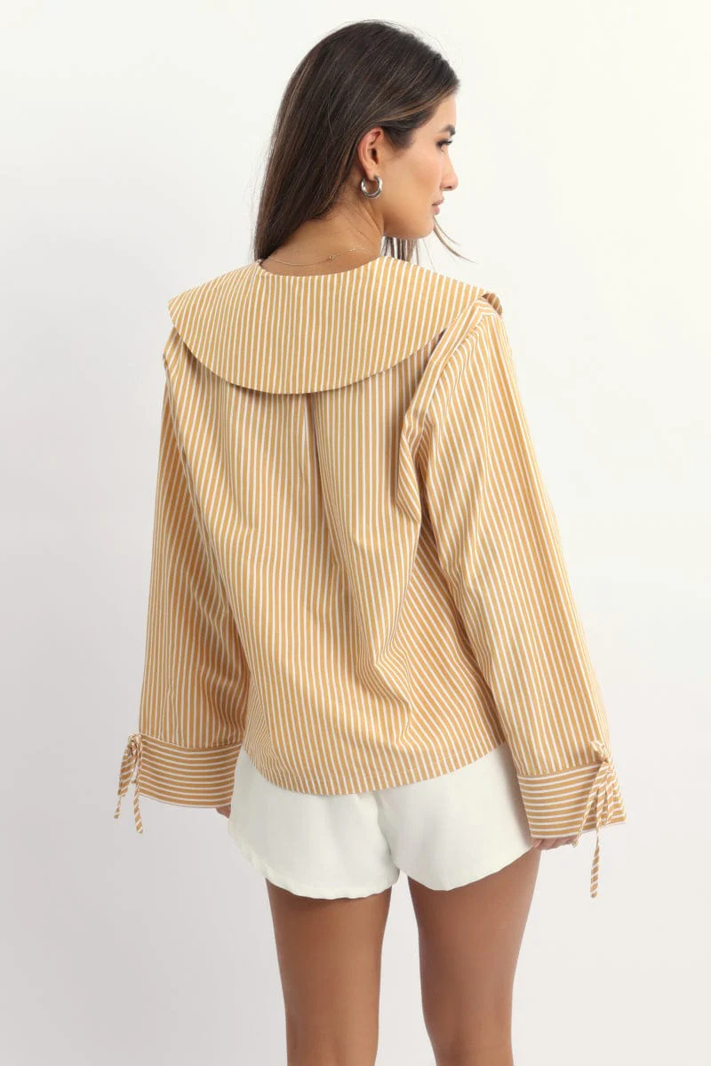 Brown Stripe Oversized Shirt - Image 4