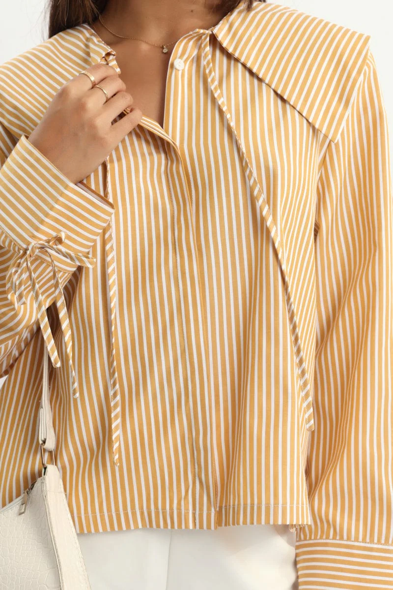 Brown Stripe Oversized Shirt - Image 5