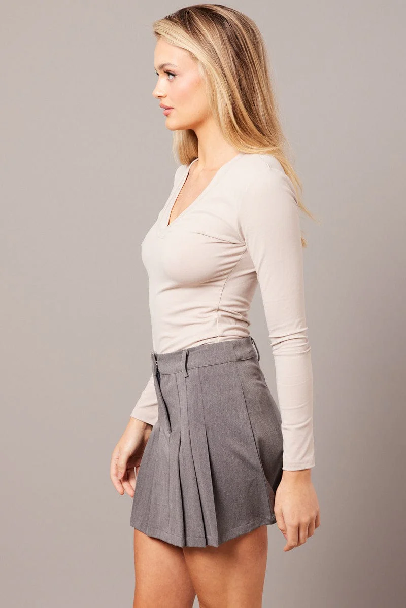 Brown Supersoft Top V Neck Long Sleeve - Image 4