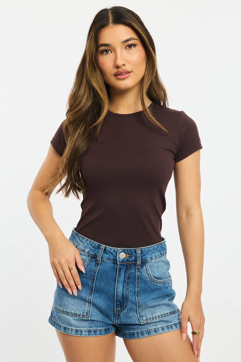 Brown T-shirt Cap Sleeve Supersoft