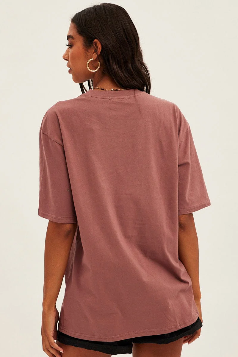 Brown T Shirt Short Sleeve Crew Neck New York Cotton - Image 5
