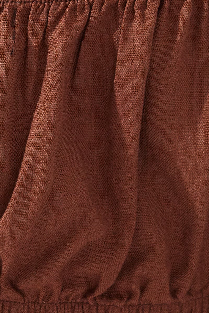 Brown Tie Crop Top Long Sleeve - Image 6