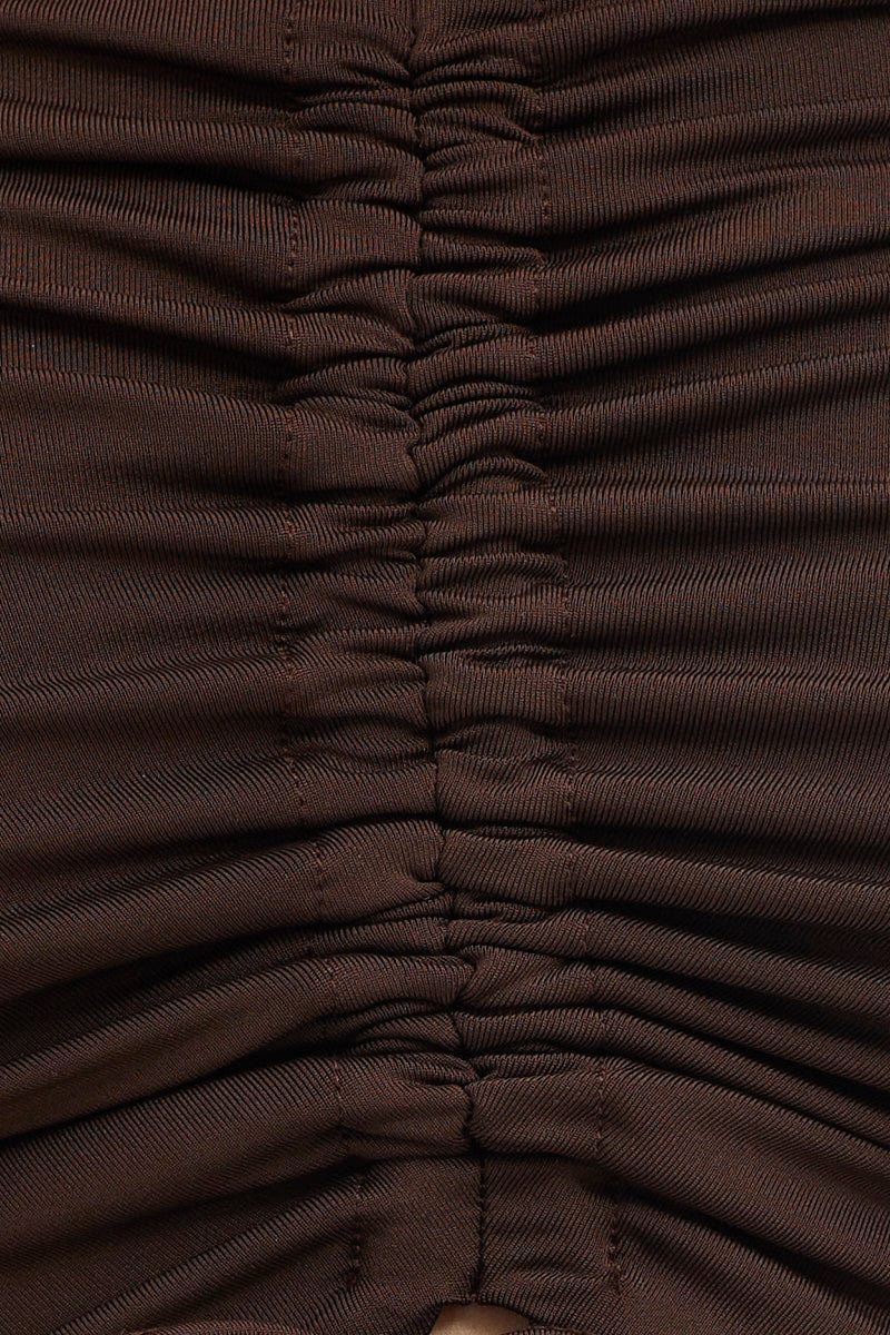 Brown Tie Up Detail Long Sleeve Top - Image 6