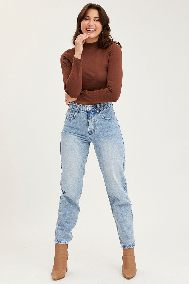 Brown Top Long Sleeve High Neck - Image 2