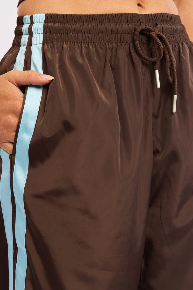 Brown Track Pants Side Stripe - Image 5