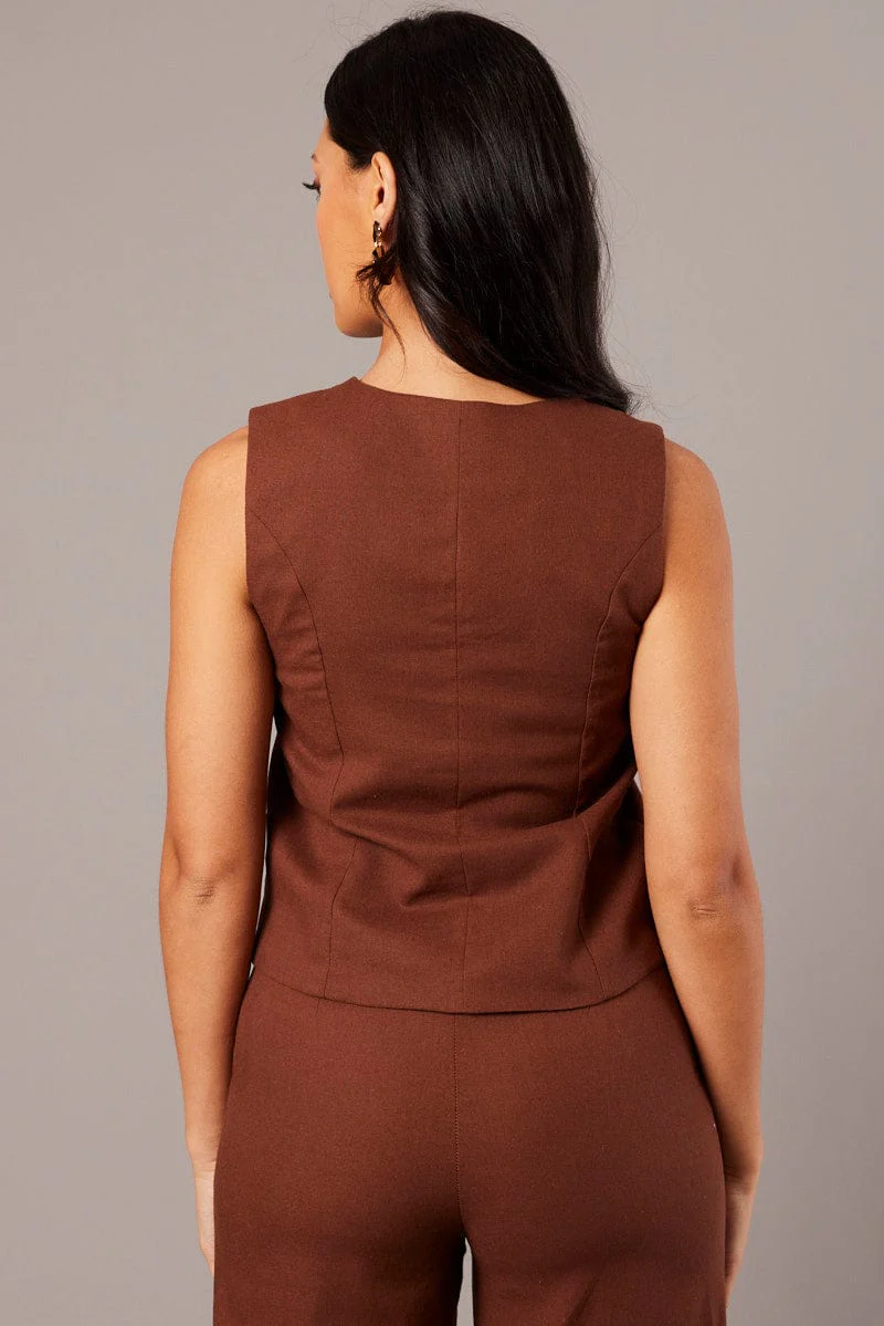 Brown Vest Sleeveless - Image 5