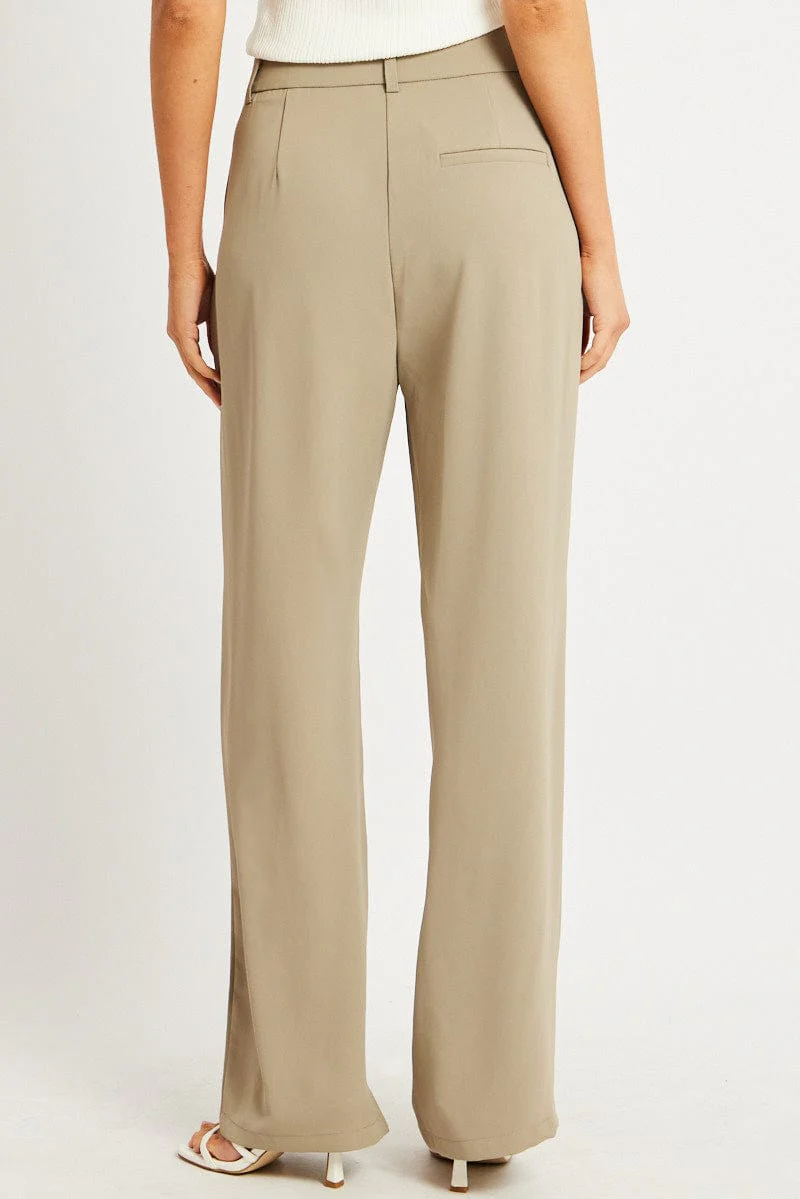 Brown Wide Leg Pants Mid Rise - Image 5