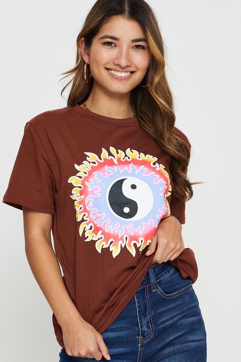 Brown Yin Yang T-Shirt - Image 3