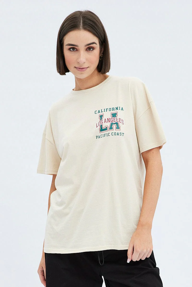 Camel Tee Round Neck Short Sleeve Graphic Cotton - Image 3