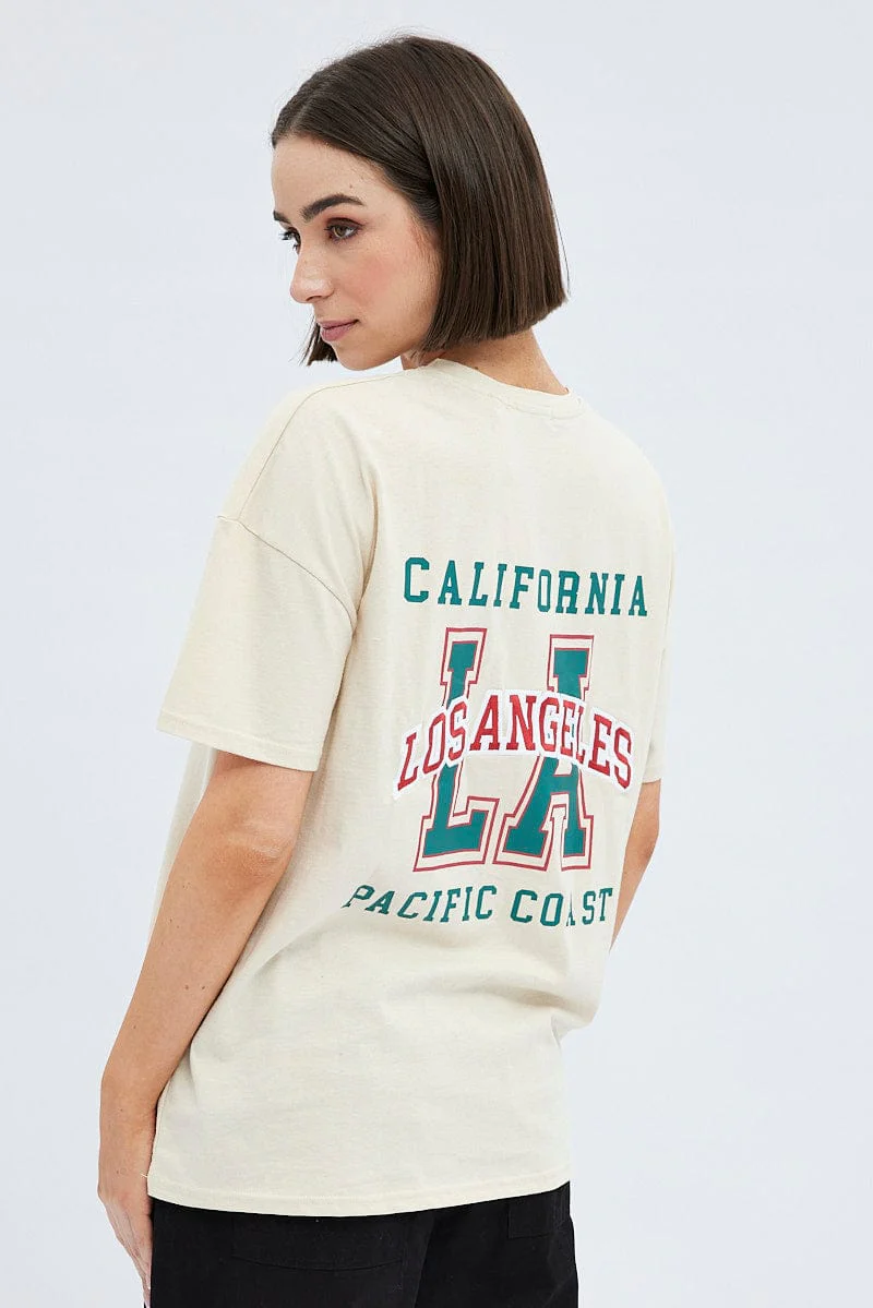 Camel Tee Round Neck Short Sleeve Graphic Cotton - Image 5
