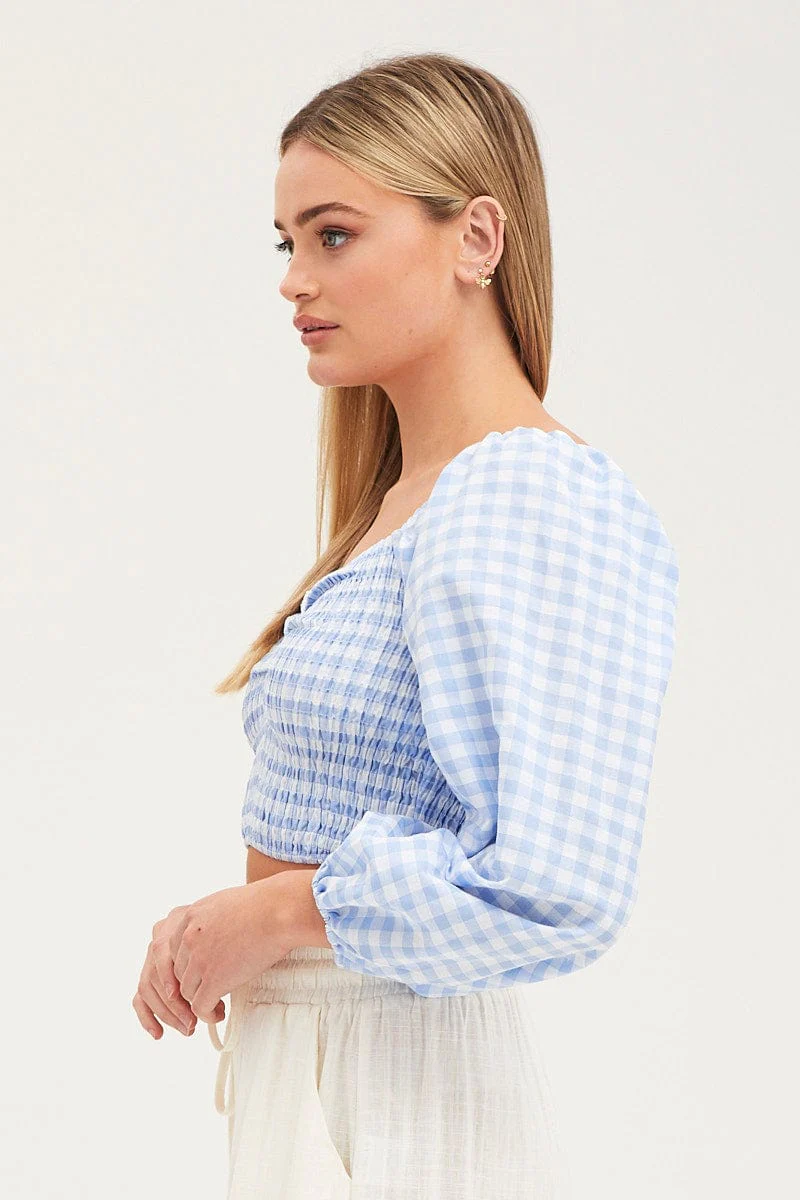 Check Crop Top Long Sleeve - Image 4