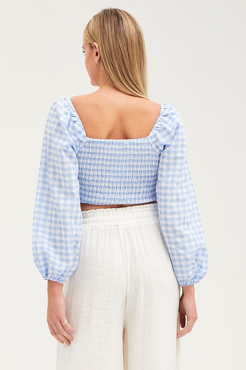 Check Crop Top Long Sleeve - Image 5