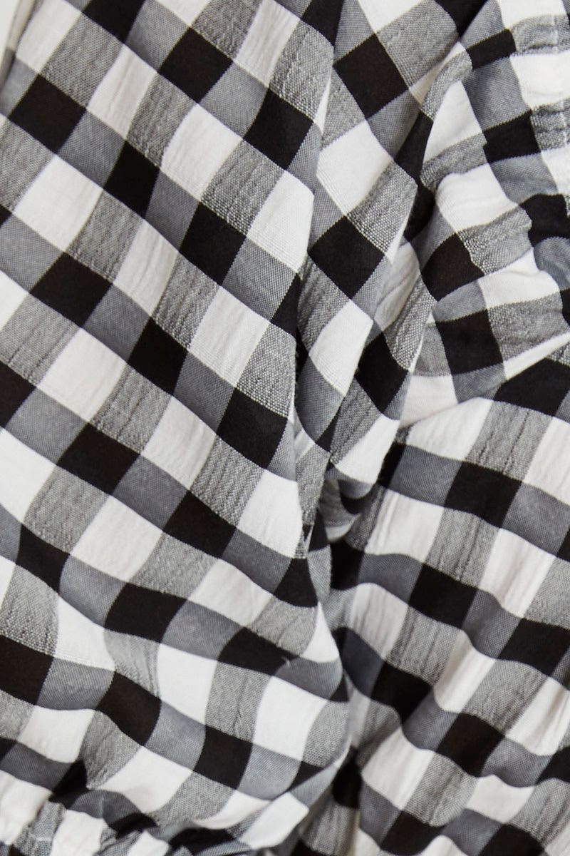 Check Crop Top Short Sleeve Tie Up - Image 6