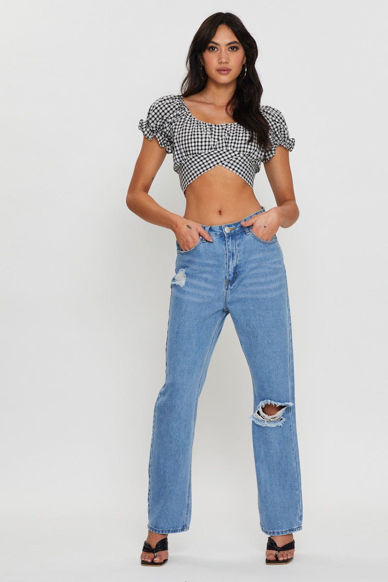 Check Crop Top Short Sleeve - Image 2