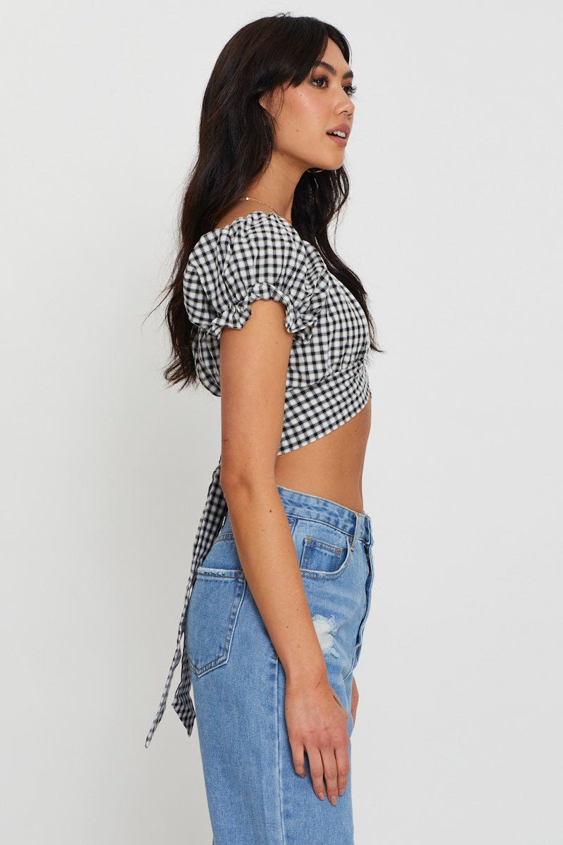 Check Crop Top Short Sleeve - Image 3