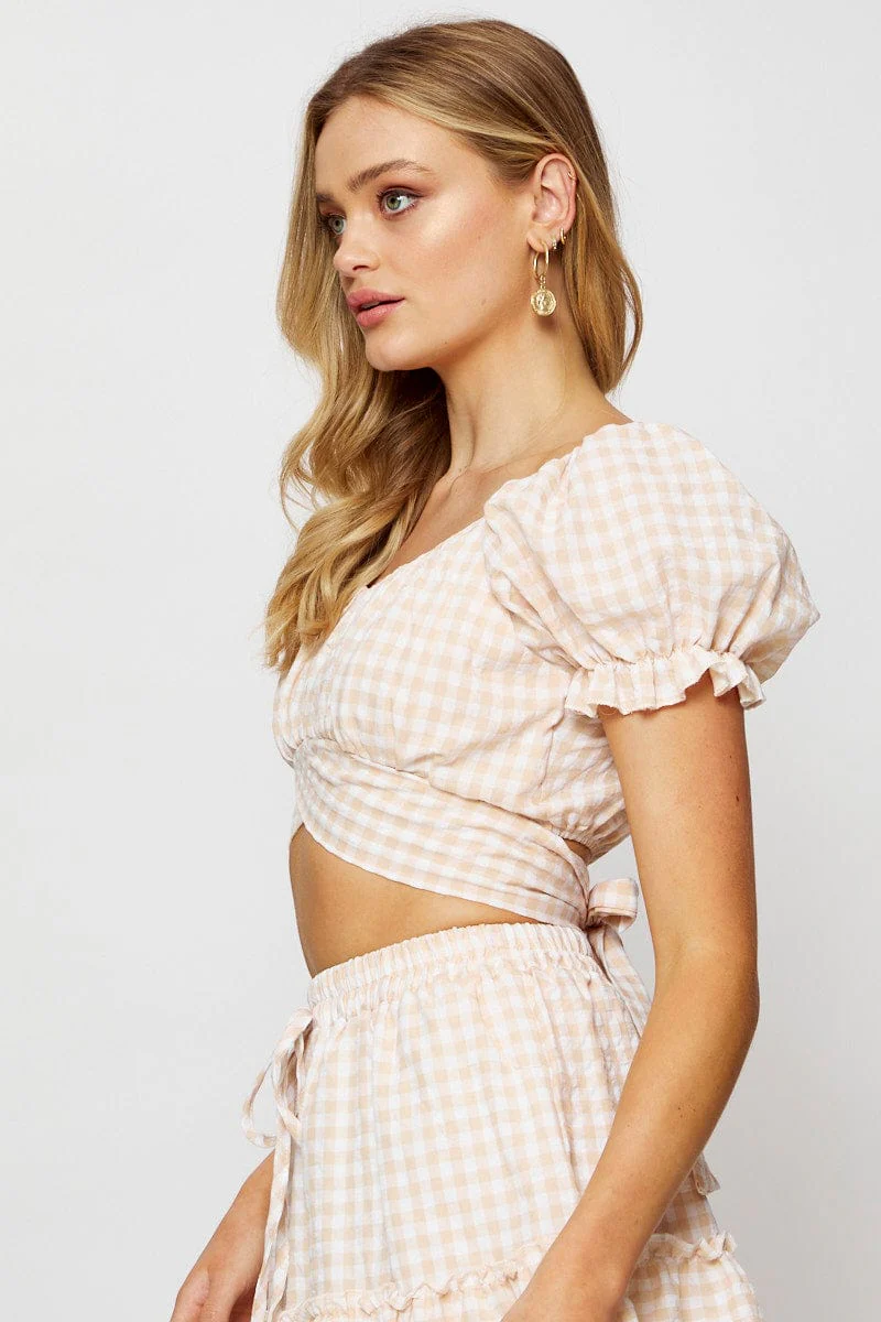 Check Crop Top Short Sleeve - Image 4