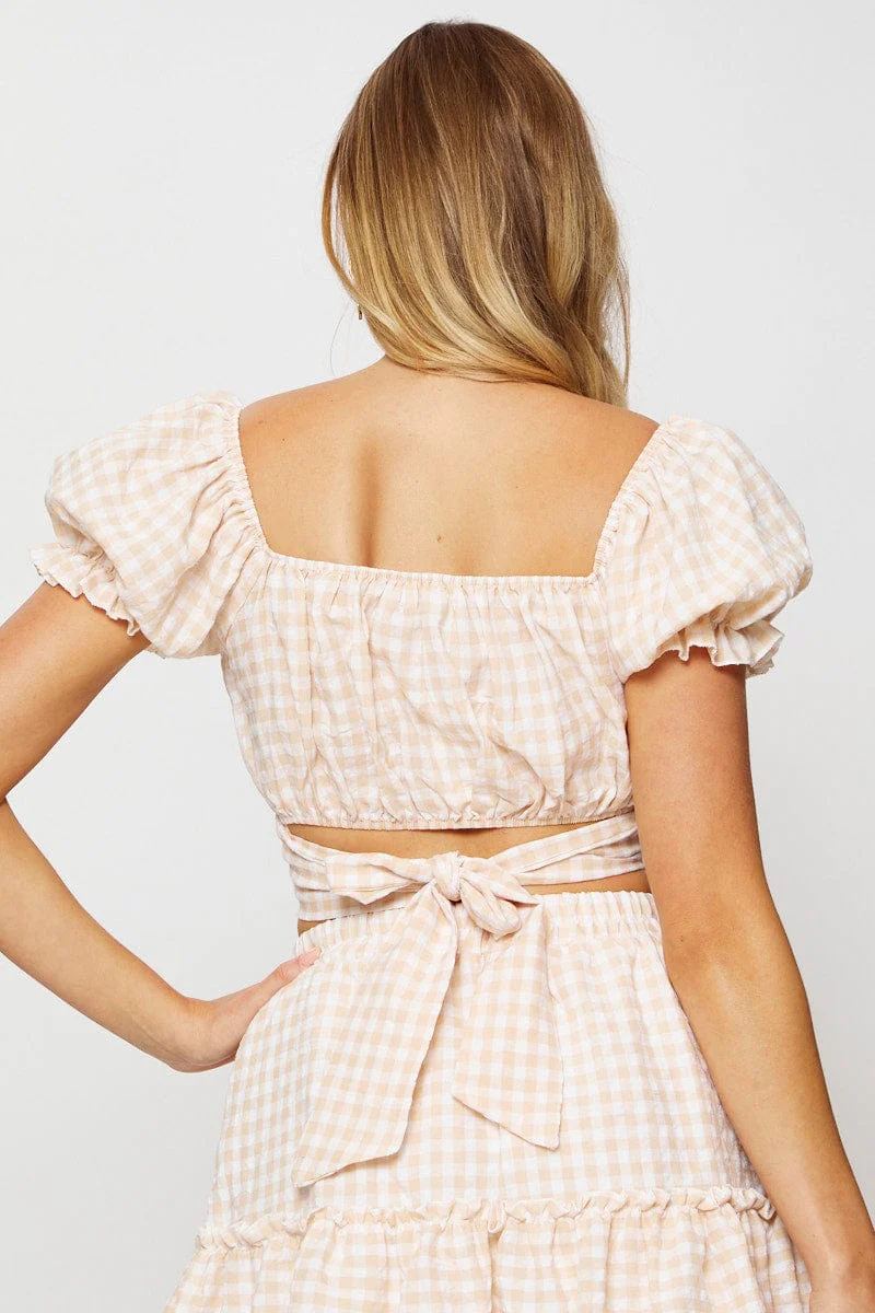 Check Crop Top Short Sleeve - Image 5