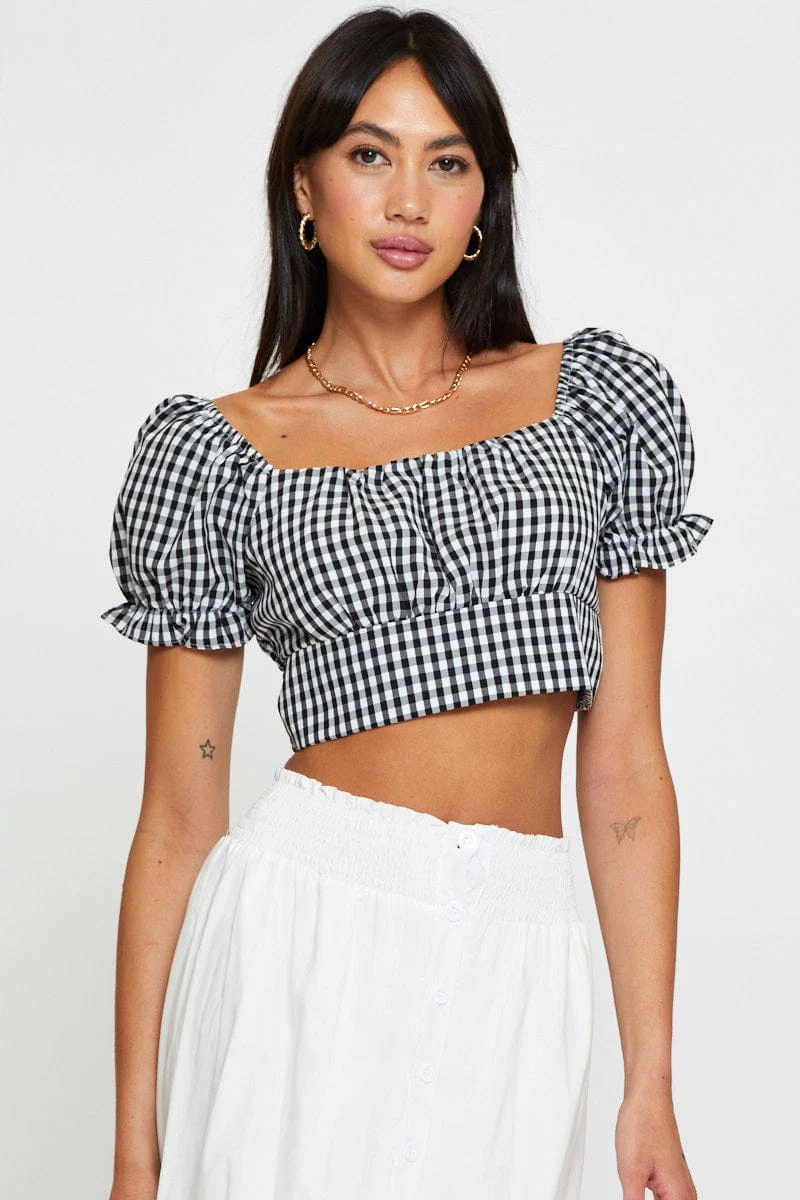 Check Crop Top Short Sleeve - Image 3