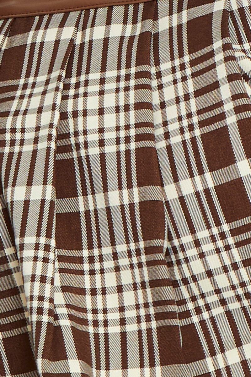 Check Faux Leather Check Skirt - Image 6