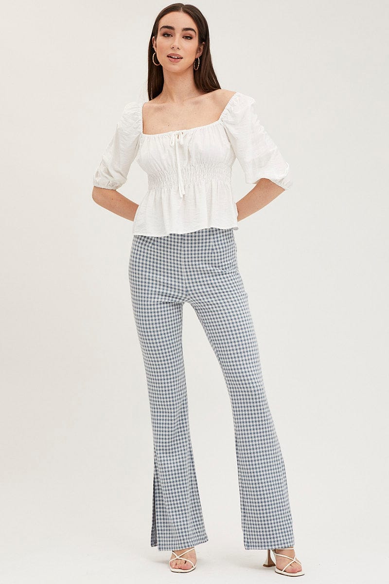 Check Flare Pants High Rise - Image 3