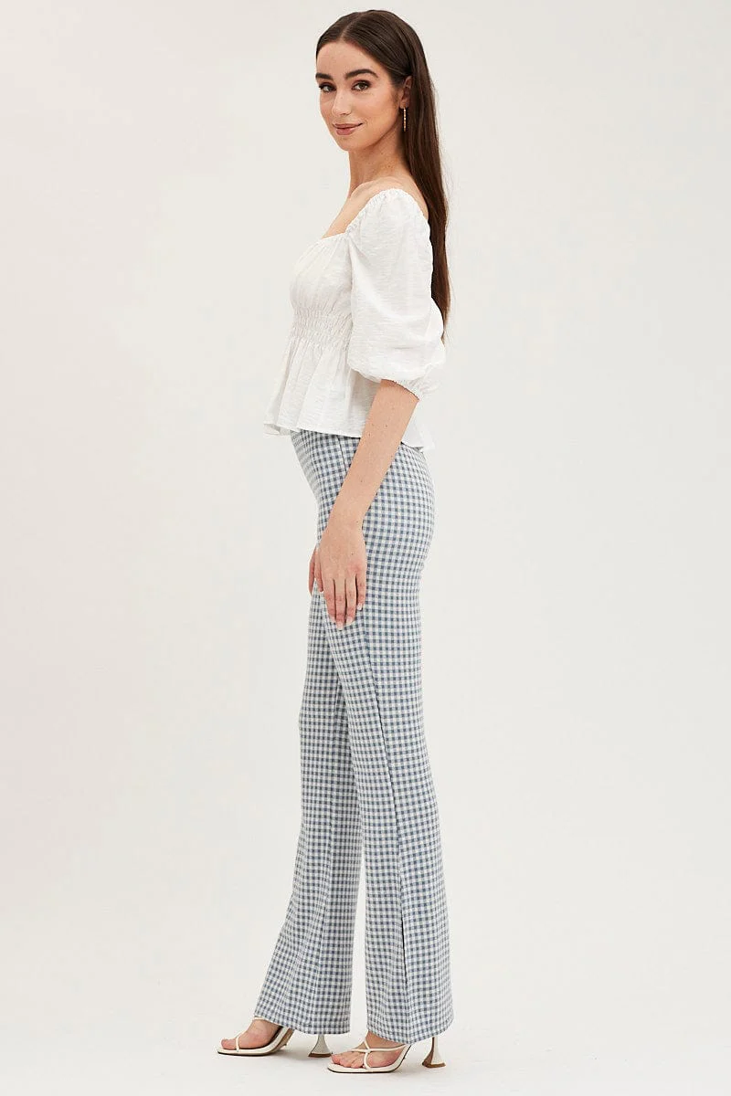 Check Flare Pants High Rise - Image 4