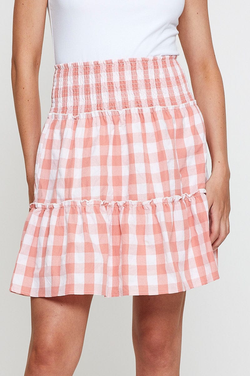 Check Flare Skirt Mini High Rise - Image 2
