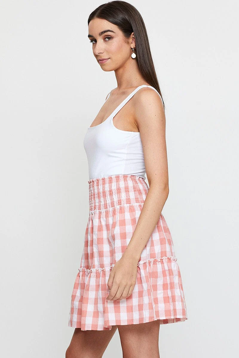 Check Flare Skirt Mini High Rise - Image 4