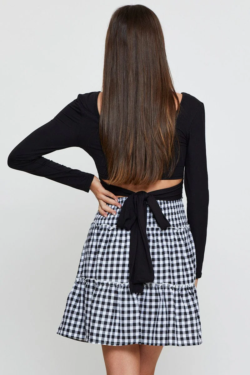 Check Flare Skirt Mini High Rise - Image 4