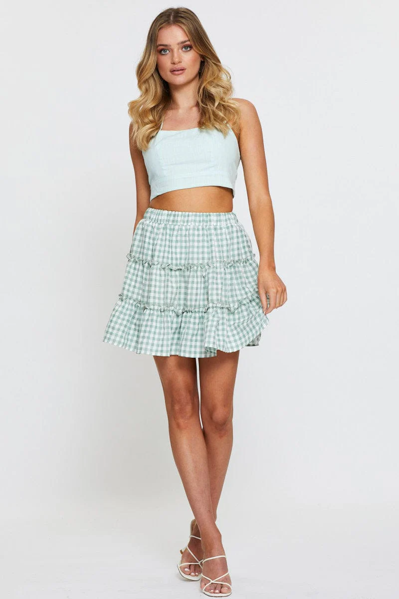 Check Flare Skirt Mini High Rise - Image 3