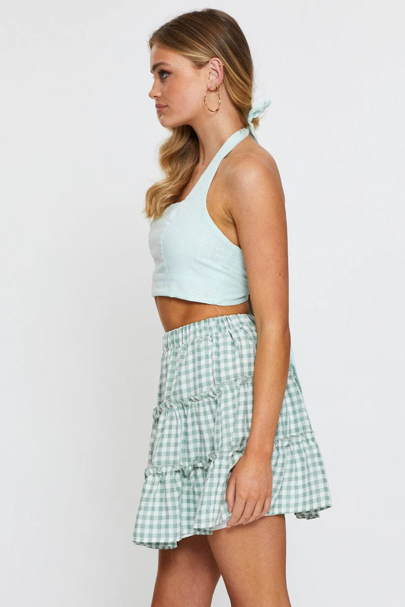 Check Flare Skirt Mini High Rise - Image 4